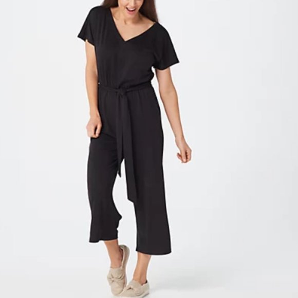 AnyBody Pants - AnyBody Textured Knit Tie-Front Jumpsuit 6023